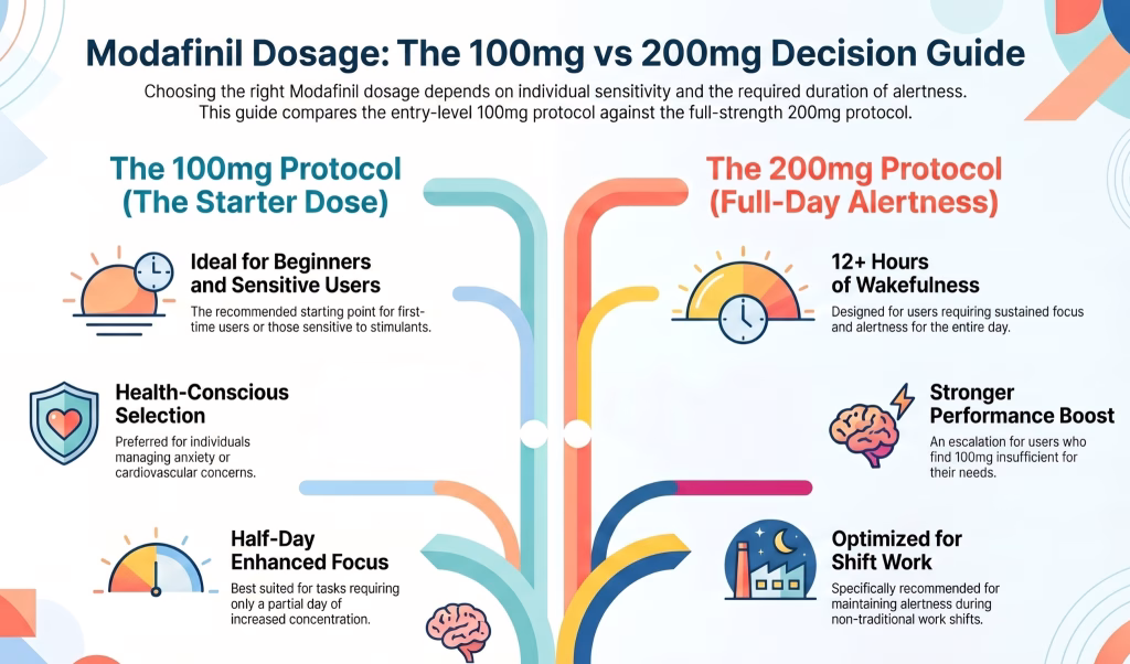 Modafinil Dosage Guide: 100mg vs 200mg, Timing and How to Start 3 image